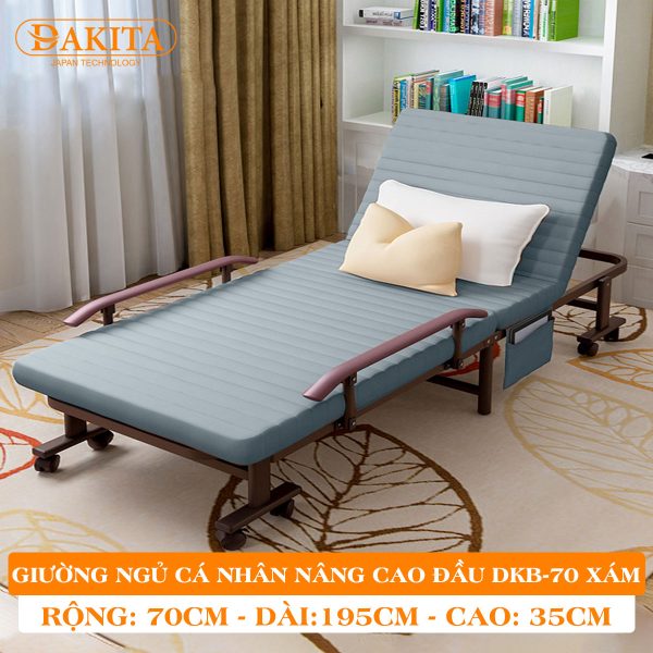 [Rộng 70cm - Xám] Giường Nệm Đa Năng DAKITA DKB-70 [NÂNG CAO ĐẦU]