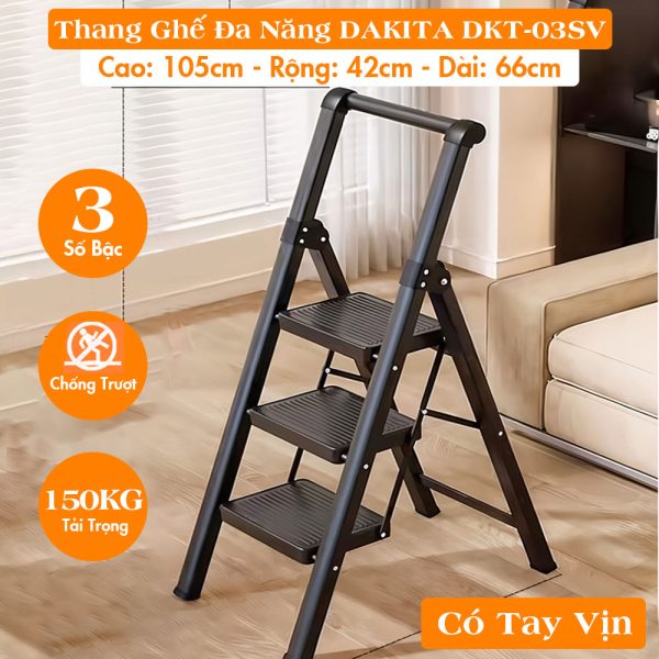 [NHẸ - DỄ XÀI - TAY VỊN AN TOÀN] Thang Ghế Đa Năng DAKITA DKT-03SV – Chữ A 1.05m