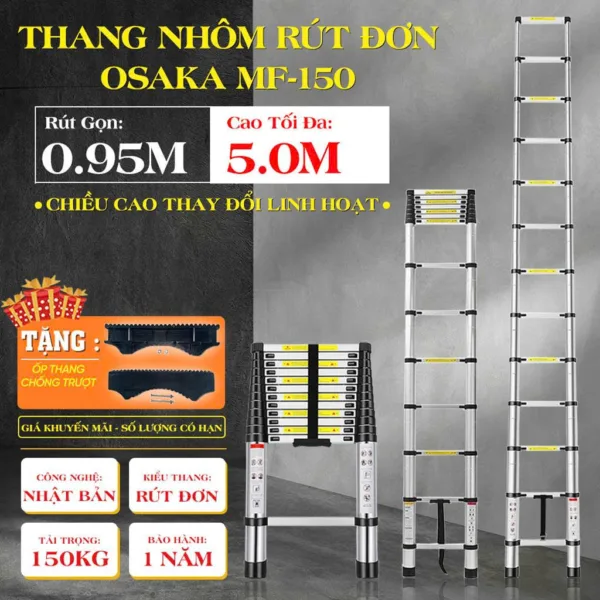 Thang Nhôm Rút Đơn OSAKA MF-150 [Cao tối đa 5.0m]