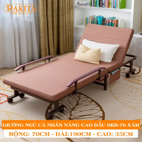 [Rộng 70cm - Xám] Giường Nệm Đa Năng DAKITA DKB-70