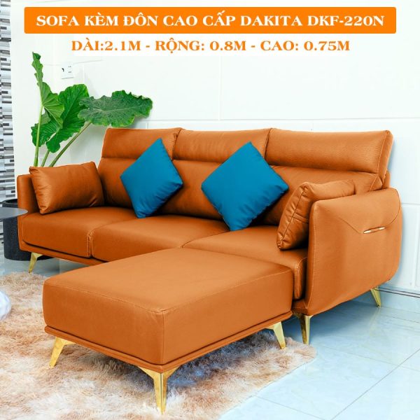 [Màu Da Bò] Sofa Băng Kèm Đôn Cao Cấp DAKITA DKF-220DB