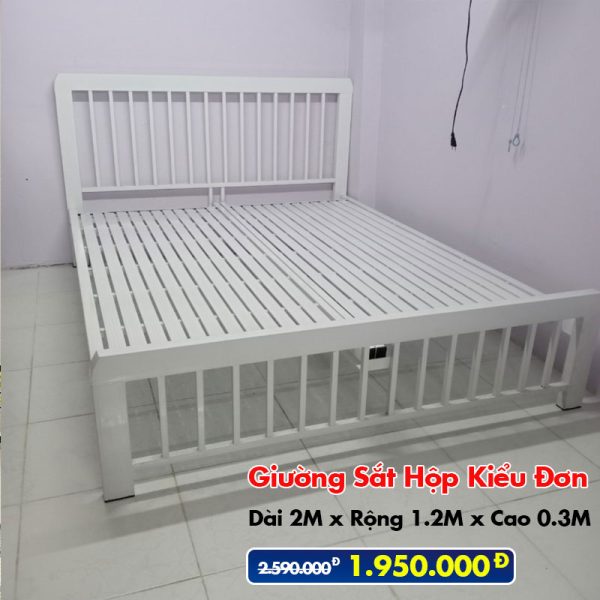[Rộng 1.2m] Giường Sắt Hộp Kiểu Đơn