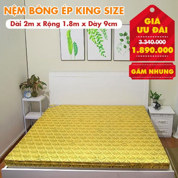 Nệm Bông Ép King Size Nhiều Kích Thước - Rộng 1.8M
