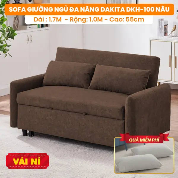 [Màu Nâu-Vải Nỉ] Sofa Giường Ngủ Đa Năng DAKTIA DKH-100-Nâu- Tải Trọng 500KG