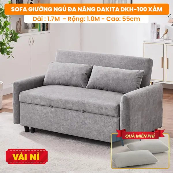 [Màu Xám-Vải Nỉ] Sofa Giường Ngủ Đa Năng DAKTIA DKH-100-Xám- Tải Trọng 500KG