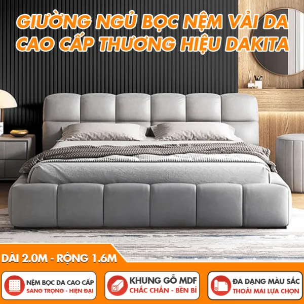 Giường Ngủ Bọc Nệm DAKITA Phong Cách Hiện Đại [Rộng 1.2m, 1.4m, 1.6m, 1.8m]