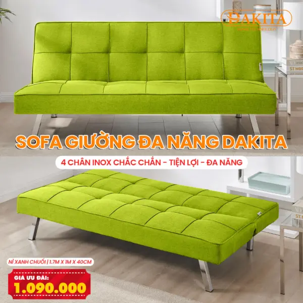 [Nằm Êm Ái - Màu Xanh Chuối] Sofa Bed Giường Ngủ Cho Phòng Diện Tích Nhỏ
