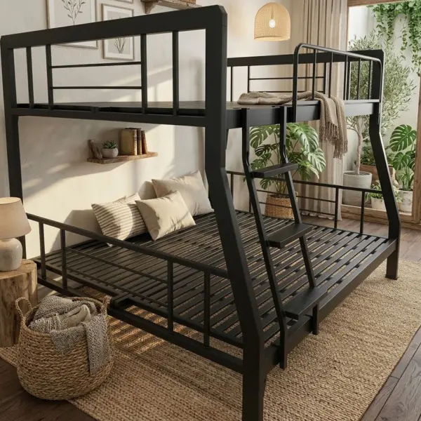 [Nhiều kích thước] Giường Sắt Hai Tầng Hộp 48 Trên DAKITA Đen