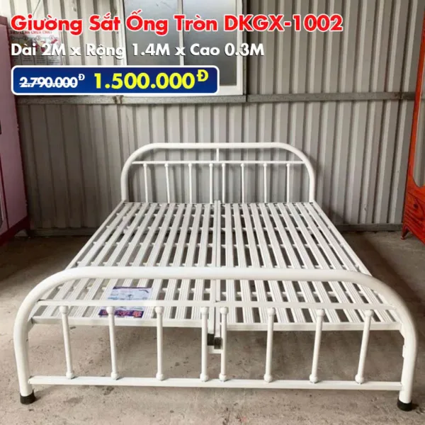 [Rộng 1.4m] Giường Sắt Ống Tròn DAKITA DKGX-1002 Trắng
