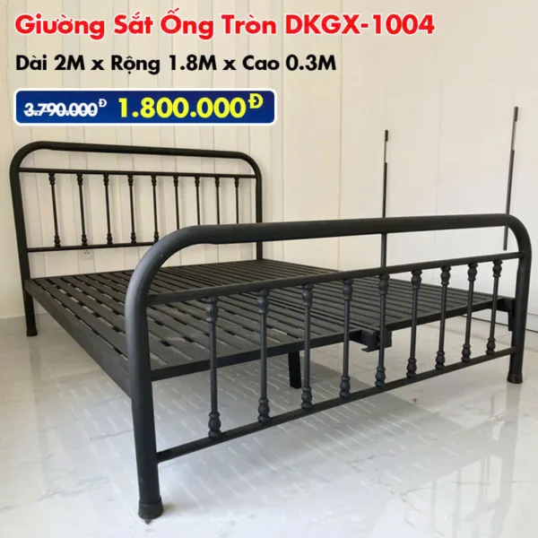 [Rộng 1.8m] Giường Sắt Ống Tròn DAKITA DKGX-1004 Đen