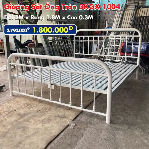 [Rộng 1.8m] Giường Sắt Ống Tròn DAKITA DKGX-1004 Trắng