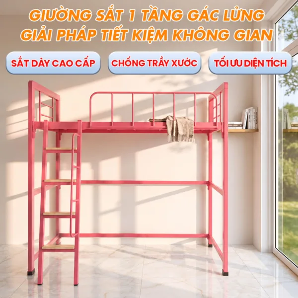 Giường Sắt 1 Tầng Gác Lửng Cao Cấp DAKITA